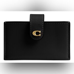 COACH Black Leather Accordion Card Holder